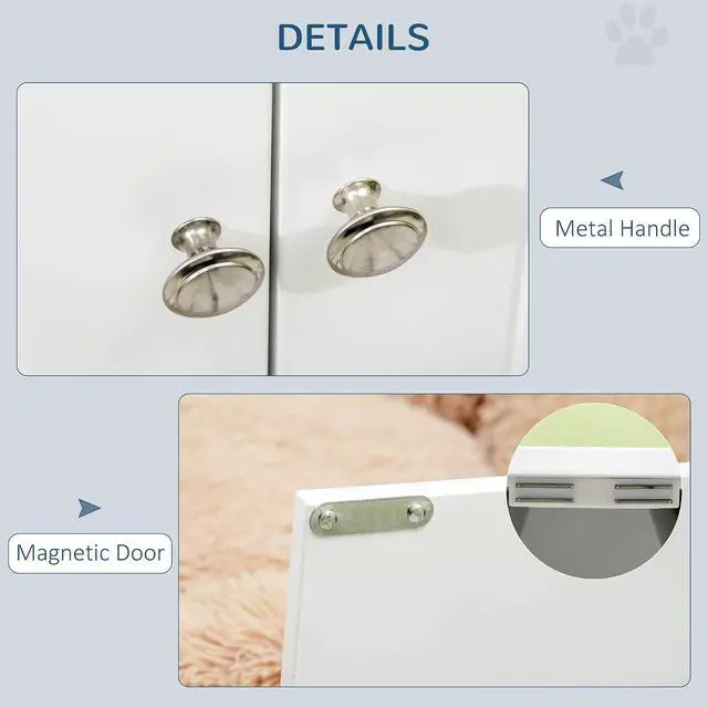 Alt view image 5 of 7 - PawHut Large Elevated Dog Bowls with Storage Cabinet Containing Large 44L Capacity, Raised Dog Bowl Stand Pet Food Bowl Pet Feeding Station, White | Raised Dog Bowl Stand, Pet Feeding Station