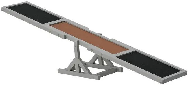 Main image of PawHut Wooden Dog Agility Seesaw for Exercise 71" L x 12" W x 12" H Gray | Balance Training, Platform Equipment Run Game Toy, Weather Resistant Pet Supplies, Outdoor Backyard