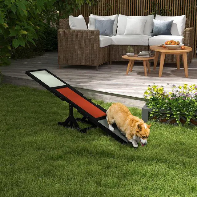 Alt view image 2 of 7 - PawHut Wooden Dog Agility Seesaw for Exercise 71" L x 12" W x 12" H Black | Balance Training, Platform Equipment Run Game Toy, Weather Resistant Pet Supplies, Outdoor Backyard