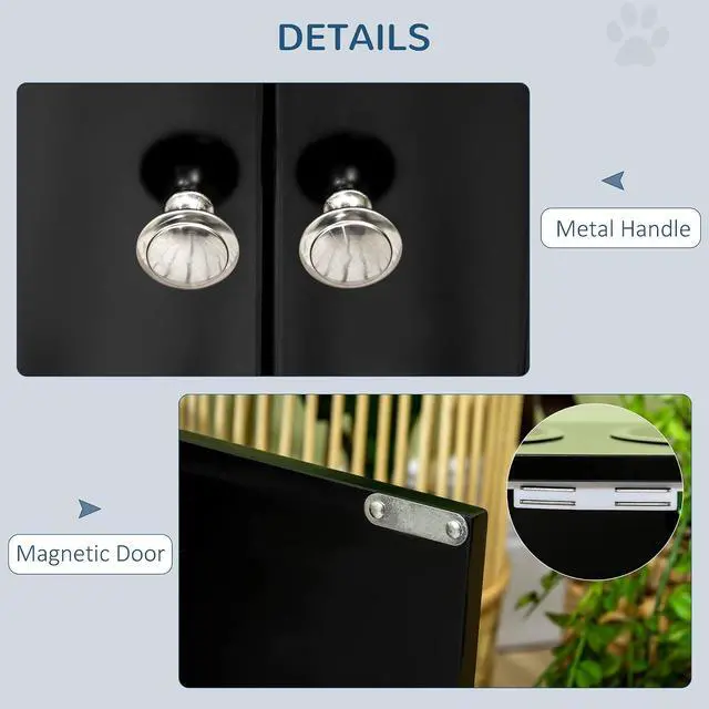 Alt view image 5 of 7 - PawHut Large Elevated Dog Bowls with Storage Cabinet 44L Capacity Black | Raised Dog Bowl Stand, Pet Feeding Station