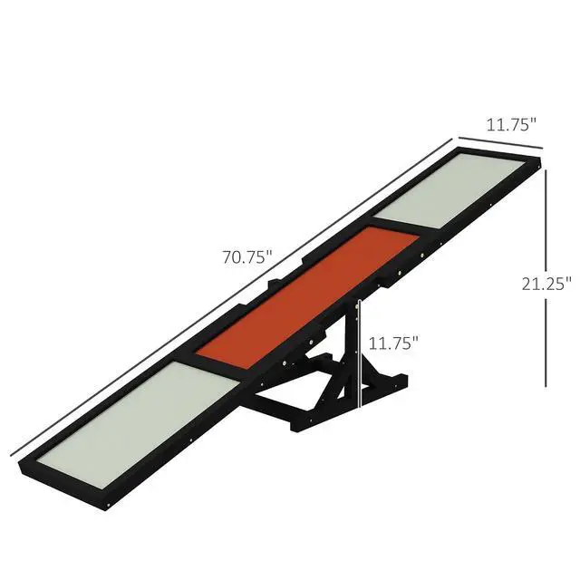 Alt view image 7 of 7 - PawHut Wooden Dog Agility Seesaw for Exercise 71" L x 12" W x 12" H Black | Balance Training, Platform Equipment Run Game Toy, Weather Resistant Pet Supplies, Outdoor Backyard