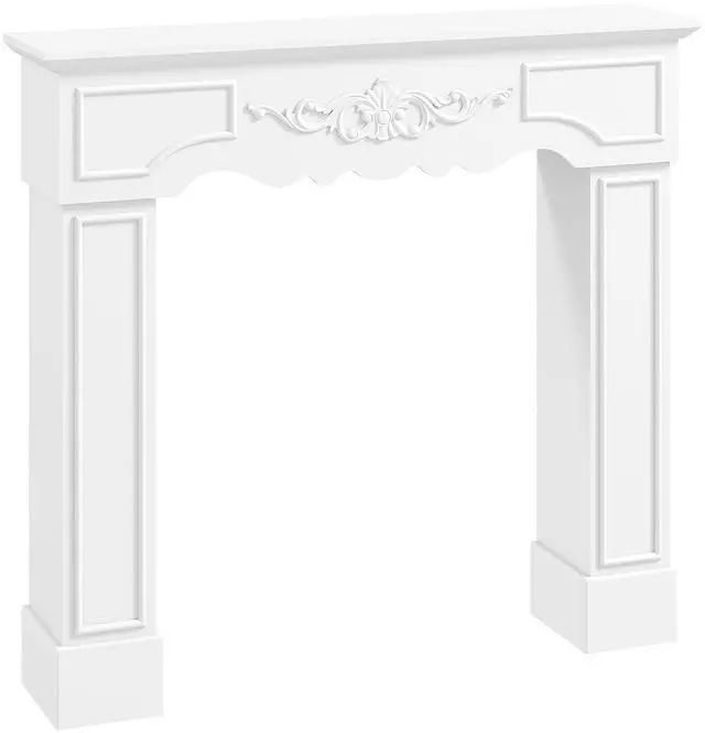 Main image of Baroque Fireplace Mantel Freestanding with Leg 43.3"x39.8" White | Surround for Electric Fireplaces
