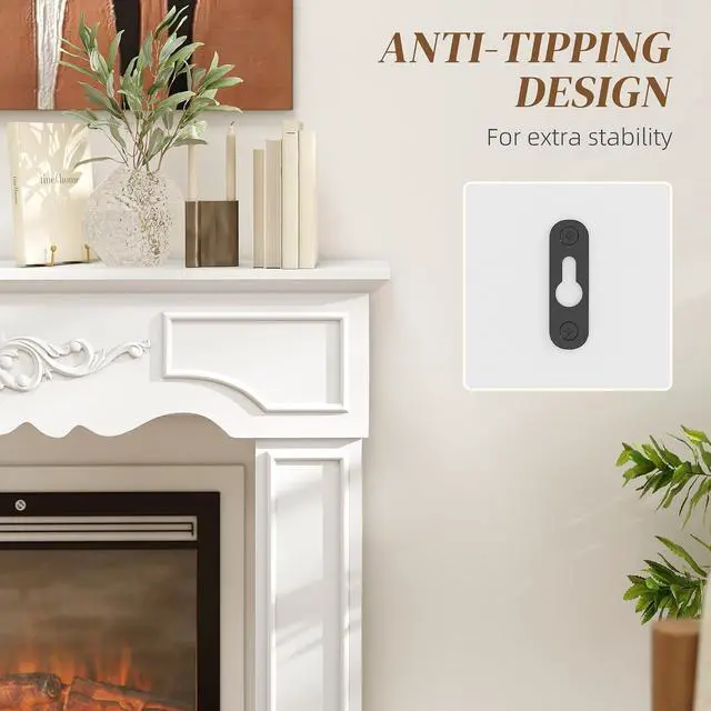 Alt view image 4 of 7 - Baroque Fireplace Mantel Freestanding with Leg 43.3"x39.8" White | Surround for Electric Fireplaces