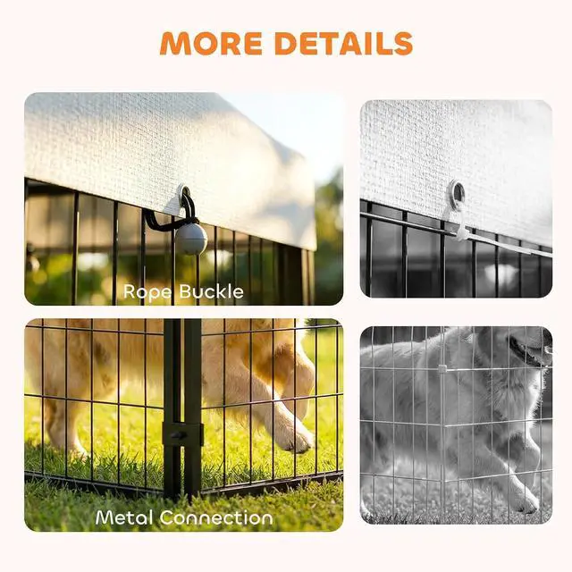 Alt view image 5 of 7 - PawHut 4.7' x 4.7' x 5.1' Outdoor Dog Kennel Outside Run S&M Breeds Silver | Welded Wire Dog Kennel, Waterproof & UV Resistant Cover, for Chickens, Ducks