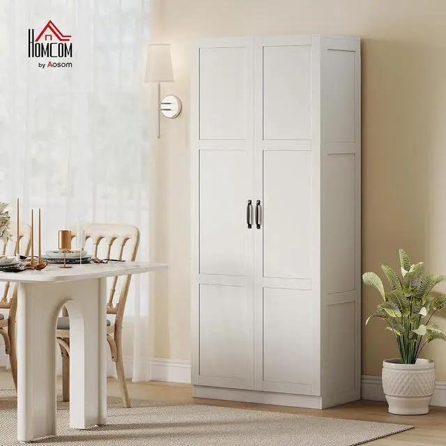 Alt view image 2 of 7 - 71" Tall Kitchen Pantry Cabinet with 4 Adjustable Shelves White | Large Multipurpose Storage Cabinet, Modern Farmhouse Freestanding Food Pantry, Framed Doors, Soft-Close Hinges