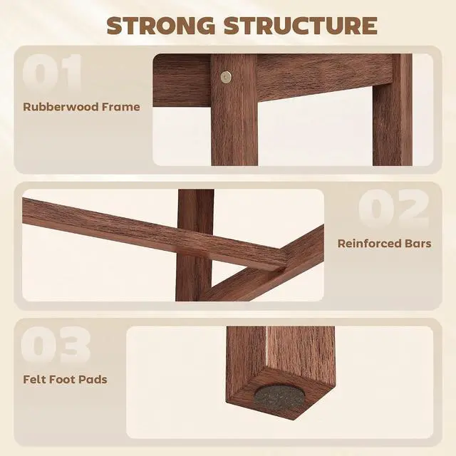 Alt view image 5 of 7 - Wooden Dining Chairs Set of 2 with X-Back, Farmhouse, Walnut | Upholstered Kitchen Chairs, Rubberwood Legs and Padded Seat for Dining Room, Living Room