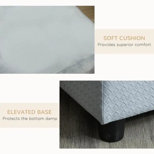 Alt view image 6 of 7 - PawHut Luxury Fancy Dog Couch with Hidden Storage for Puppies, Gray | Small Dog Sofa Bed with 2" Soft Foam, Modern Pet Furniture for Little Breeds