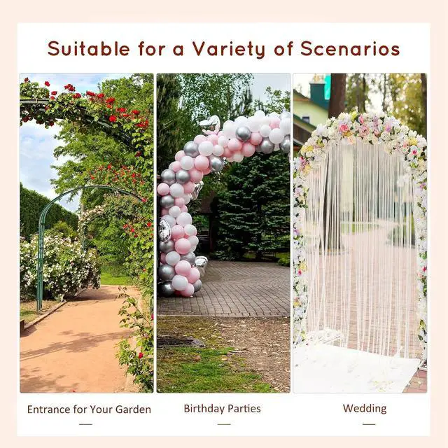 Alt view image 6 of 7 - 90in Wood Garden Arbor Arch with Trellis Wall Decor for Party | for Climbing & Hanging Plants, Weddings, Birthdays, Backyards