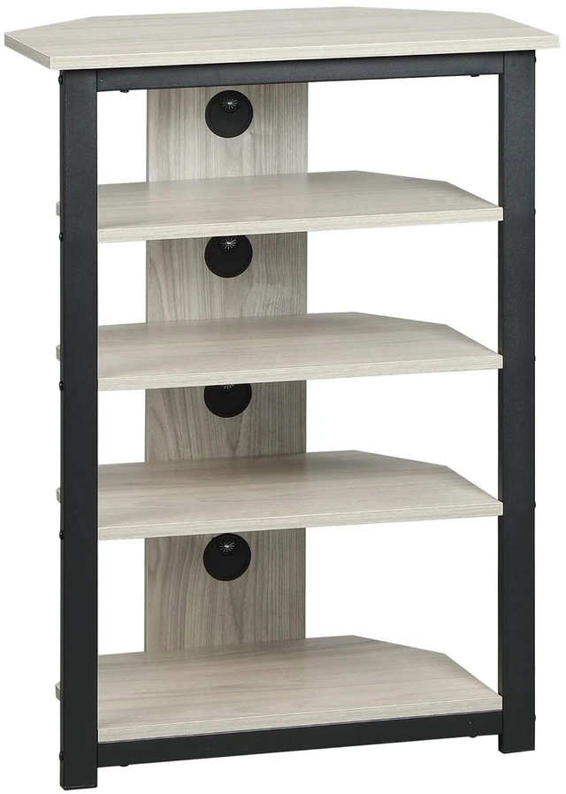 Main image of Media Stand with 4-Tier Audio Rack, AV Media Corner Shelf, Gray | Cable Management, DVD Players, Game Console, TV Box, Cable Box, Xbox, WiFi Router