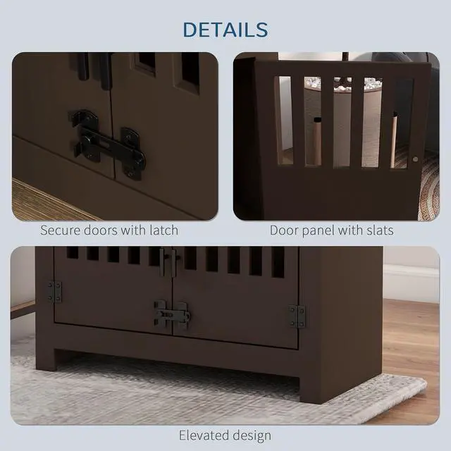 Alt view image 5 of 7 - PawHut Large Elevated Dog Bowls with Storage Cabinet - 37L Capacity, Raised Dog Bowl Stand Feeding Station, Espresso | Raised Dog Bowl Stand Pet Food Bowl Dog Feeding Station