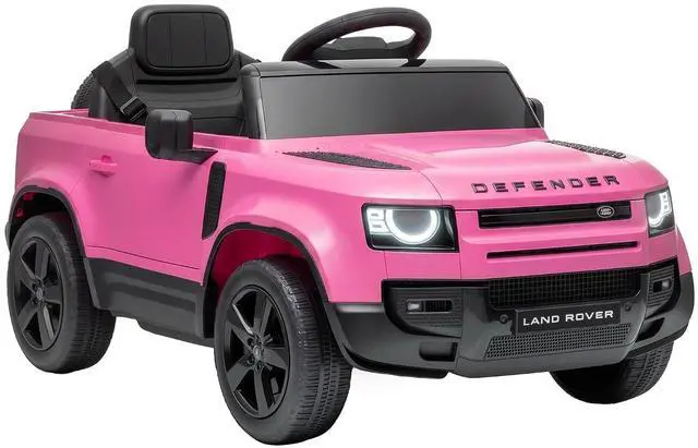 Main image of Qaba 12V Ride on Car Licensed Land Rover Defender Kids Electric Car Pink | Remote Control, 4-Wheel Suspension, Slow Start, 3 Speeds, Battery Powered Vehicle, Lights, Music, Horn, Ages 3-5