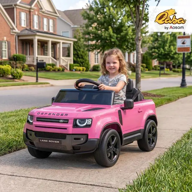Alt view image 2 of 7 - Qaba 12V Ride on Car Licensed Land Rover Defender Kids Electric Car Pink | Remote Control, 4-Wheel Suspension, Slow Start, 3 Speeds, Battery Powered Vehicle, Lights, Music, Horn, Ages 3-5