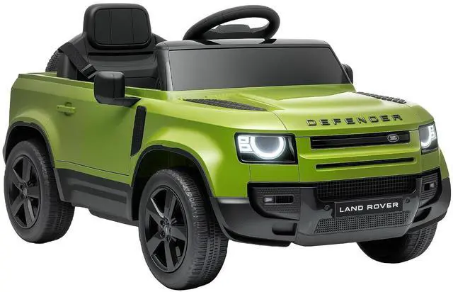 Main image of Qaba 12V Ride on Car Licensed Land Rover Defender Kids Electric Car Green | Remote Control, 4-Wheel Suspension, Slow Start, 3 Speeds, Battery Powered Vehicle, Lights, Music, Horn, Ages 3-5
