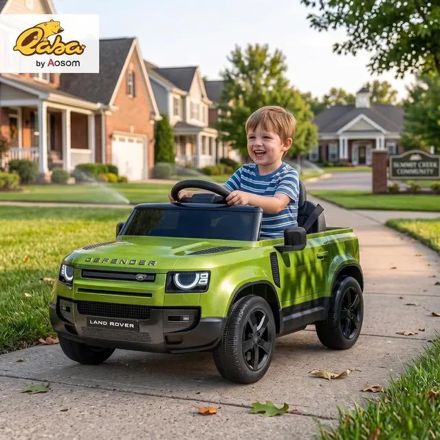 Alt view image 2 of 7 - Qaba 12V Ride on Car Licensed Land Rover Defender Kids Electric Car Green | Remote Control, 4-Wheel Suspension, Slow Start, 3 Speeds, Battery Powered Vehicle, Lights, Music, Horn, Ages 3-5