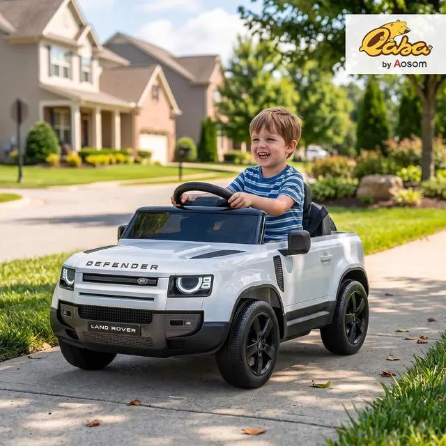 Alt view image 2 of 7 - Qaba 12V Ride on Car Licensed Land Rover Defender Kids Electric Car White | Remote Control, 4-Wheel Suspension, Slow Start, 3 Speeds, Battery Powered Vehicle, Lights, Music, Horn, Ages 3-5