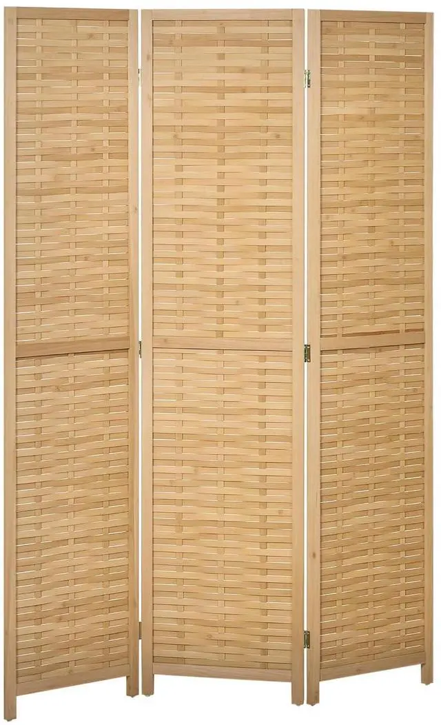 Main image of 3 Panel Room Divider Bamboo Portable Folding, 5.5' Tall Natural | Privacy Screens, Hand-Woven Double Side, Partition Wall Dividers, for Home Office