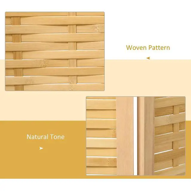 Alt view image 3 of 7 - 3 Panel Room Divider Bamboo Portable Folding, 5.5' Tall Natural | Privacy Screens, Hand-Woven Double Side, Partition Wall Dividers, for Home Office