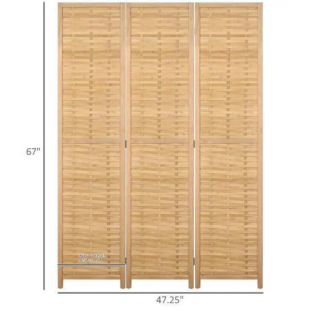Alt view image 7 of 7 - 3 Panel Room Divider Bamboo Portable Folding, 5.5' Tall Natural | Privacy Screens, Hand-Woven Double Side, Partition Wall Dividers, for Home Office