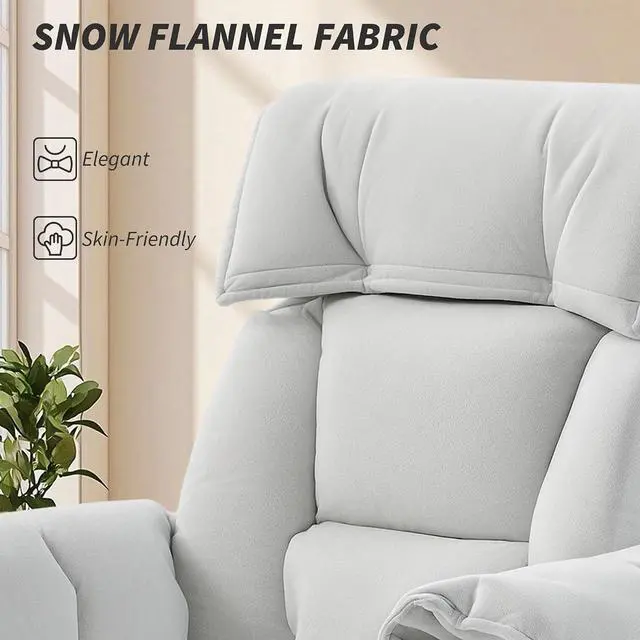 Alt view image 6 of 7 - Executive Office Chair Comfy with Foot Rest Reclining Cream White | Swivel Computer Desk Chair, High Folding Back, Thick Cushion, Padded Armrest, Adjustable Height, Rolling Wheels
