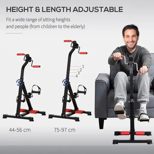 Alt view image 3 of 7 - Pedal Exerciser for Seniors, Height-Adjustable with LCD Display | Hand Arm Knee and Leg Exercise Machine, Foot Massage Roller
