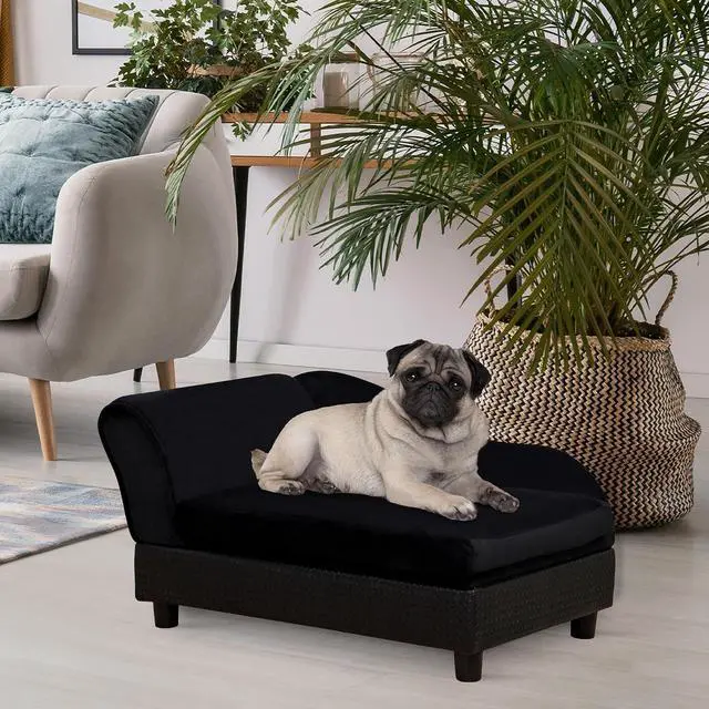 Alt view image 2 of 7 - PawHut Luxury Fancy Dog Couch with Hidden Storage for Puppies, Black | Small Dog Sofa Bed with 2" Soft Foam, Modern Pet Furniture for Little Breeds