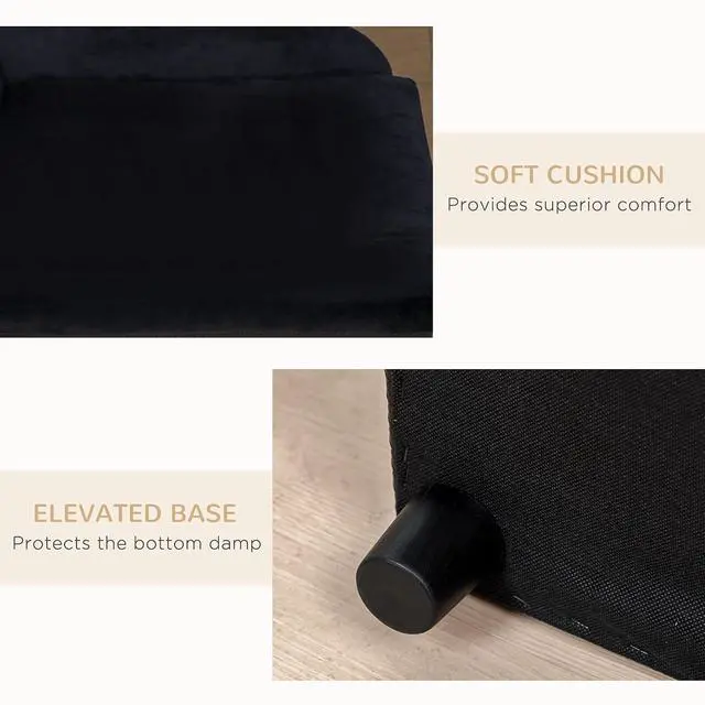 Alt view image 6 of 7 - PawHut Luxury Fancy Dog Couch with Hidden Storage for Puppies, Black | Small Dog Sofa Bed with 2" Soft Foam, Modern Pet Furniture for Little Breeds
