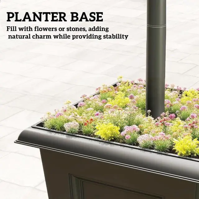 Alt view image 6 of 7 - 63" Solar Lamp Post Lights Waterproof with Planter 2-Pack Black | LED Solar Light Posts, Outdoor Lamps, Patio Backyard Pathway Garden Lawn