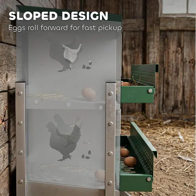 Alt view image 4 of 7 - PawHut Chicken Nesting Boxes 6 Compartment for Hens Ducks, Silver | Two-Tier Egg Laying Boxes, Vented Holes, Easy Egg Collection, Metal Nesting Boxes for Chickens