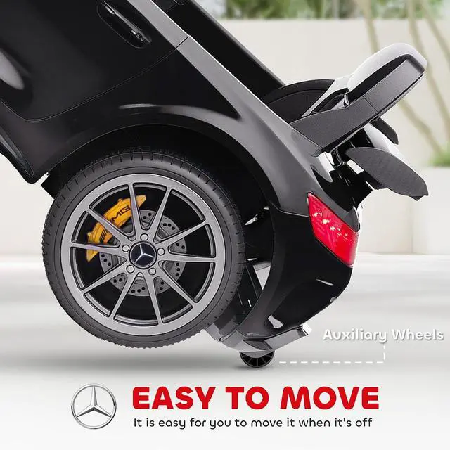 Alt view image 4 of 7 - Qaba Mercedes-Benz AMG GTR Licensed 12V Kids Ride on Car Soft Start Black | Battery Powered Electric Car, for Toddlers, Remote Control, Transport Wheels, Lights, Music, Horn, for 3-6 Years