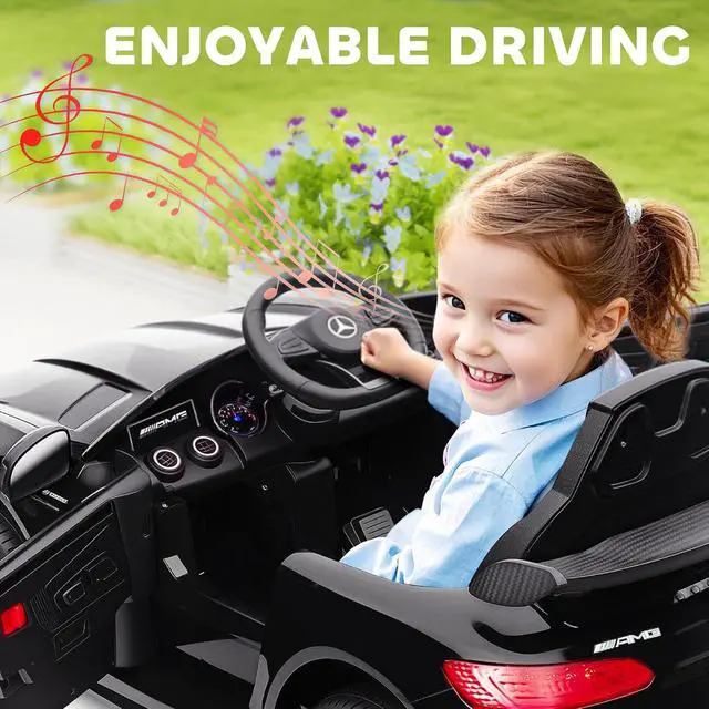 Alt view image 5 of 7 - Qaba Mercedes-Benz AMG GTR Licensed 12V Kids Ride on Car Soft Start Black | Battery Powered Electric Car, for Toddlers, Remote Control, Transport Wheels, Lights, Music, Horn, for 3-6 Years