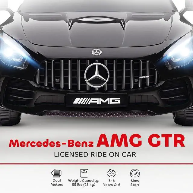 Alt view image 3 of 7 - Qaba Mercedes-Benz AMG GTR Licensed 12V Kids Ride on Car Soft Start Black | Battery Powered Electric Car, for Toddlers, Remote Control, Transport Wheels, Lights, Music, Horn, for 3-6 Years