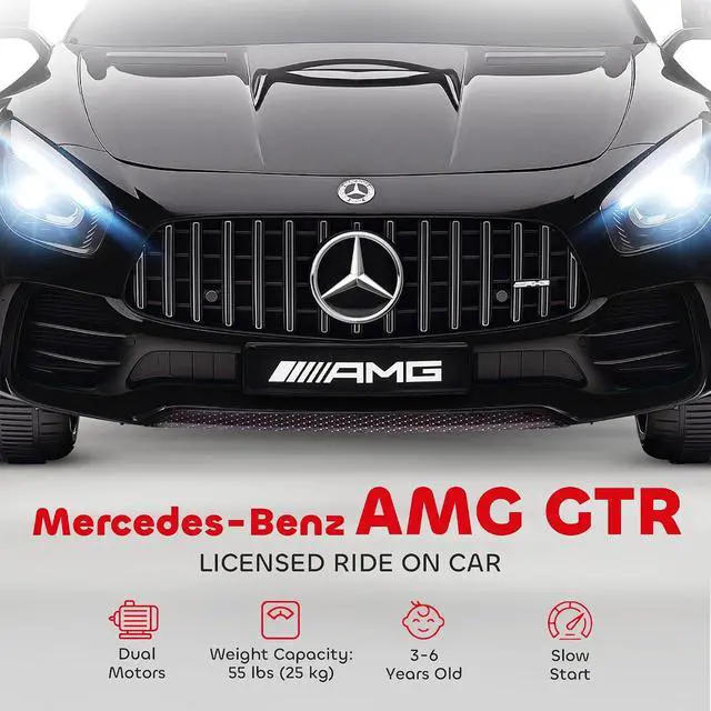 Alt view image 3 of 7 - Qaba Mercedes-Benz AMG GTR Licensed 12V Kids Ride on Car Soft Start White | Battery Powered Electric Car, for Toddlers, Remote Control, Transport Wheels, Soft Start, Lights, Music, Horn