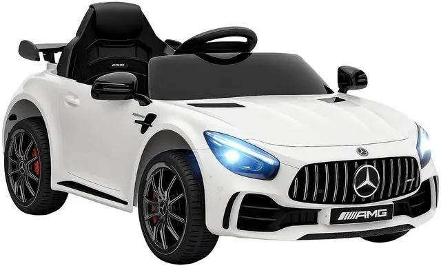 Main image of Qaba Mercedes-Benz AMG GTR Licensed 12V Kids Ride on Car Soft Start White | Battery Powered Electric Car, for Toddlers, Remote Control, Transport Wheels, Soft Start, Lights, Music, Horn