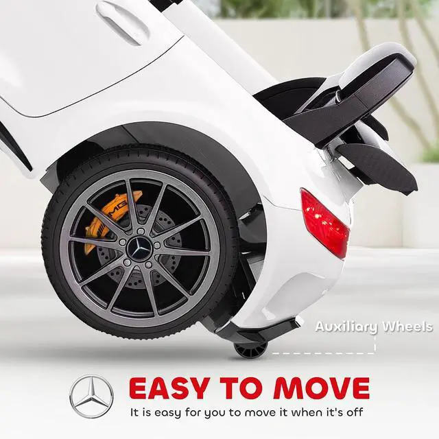 Alt view image 4 of 7 - Qaba Mercedes-Benz AMG GTR Licensed 12V Kids Ride on Car Soft Start White | Battery Powered Electric Car, for Toddlers, Remote Control, Transport Wheels, Soft Start, Lights, Music, Horn
