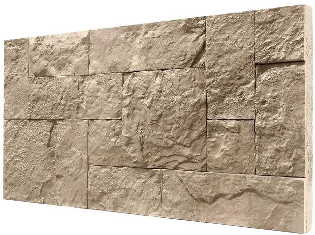 Main image of 3D Faux Stone Wall Panels Water-Resistant 4' x 2' Beige | 8-Pack, Lightweight Polyurethane Panels, for Interior and Exterior Accent Walls, Cover 61.8 Sq.Ft., 0.6" Thick