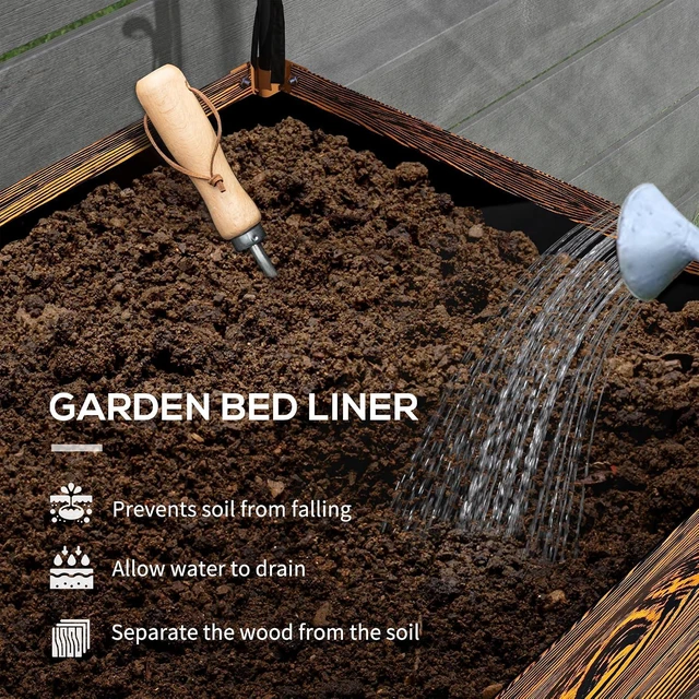 Alt view image 5 of 7 - Raised Garden Bed with Cover and Storage Shelf, Dark Brown | Rectangular Metal Elevated Planter Box with Legs, Bed Liner, for Vegetables, Flowers, Herbs