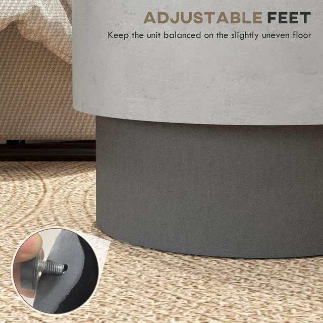 Alt view image 6 of 7 - Concrete Finish End Table Round Outdoor Side Table Gray | 4 Adjustable Feet, Lightweight, Indoor, Outdoor