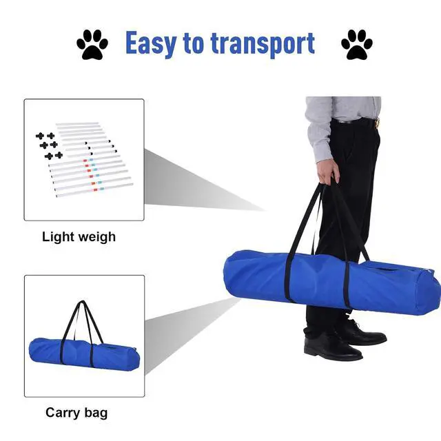 Alt view image 4 of 7 - PawHut Adjustable Dog Agility Training Obstacle Set with Weaves Poles and Storage Bag | Storage Bag