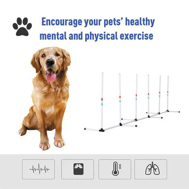 Alt view image 6 of 7 - PawHut Adjustable Dog Agility Training Obstacle Set with Weaves Poles and Storage Bag | Storage Bag