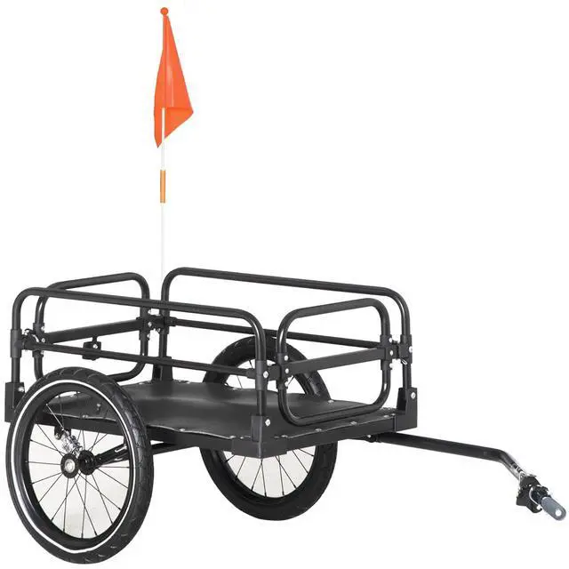 Main image of Bike Cargo Trailer with Suspension, 16'' Wheels, 88 lbs Max Load | Bike Wagon, Bicycle Trailer, Triple Safety Features