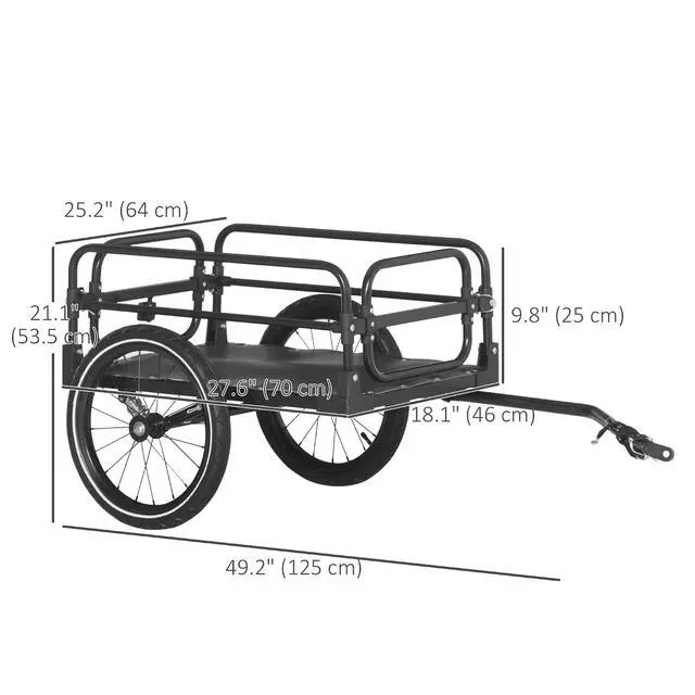 Alt view image 7 of 7 - Bike Cargo Trailer with Suspension, 16'' Wheels, 88 lbs Max Load | Bike Wagon, Bicycle Trailer, Triple Safety Features