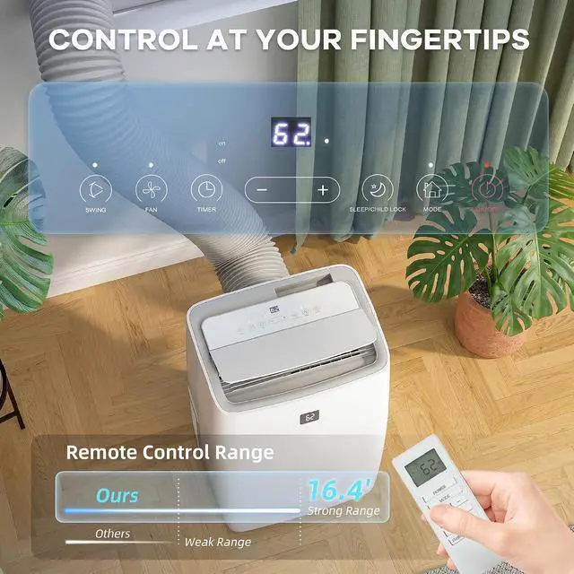 Alt view image 6 of 7 - 14000 BTU Portable Air Conditioner 5-in-1 for Room up to 700 Sq. ft | AC Unit, Cool, Dehumidifier, Fan, Auto And Sleep Mode, 24H Timer, 3 Speeds, Remote, Window Kit
