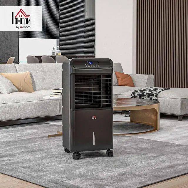 Alt view image 2 of 7 - 32" Evaporative Air Cooler, 3.2 Gal Water Tank Swamp Cooler Black | 3-in-1 Ice Cooling Fan, Portable, 60° Oscillation, Humidifier, Remote, for Home Office, 3 Modes, 3 Speeds, 12H Timer