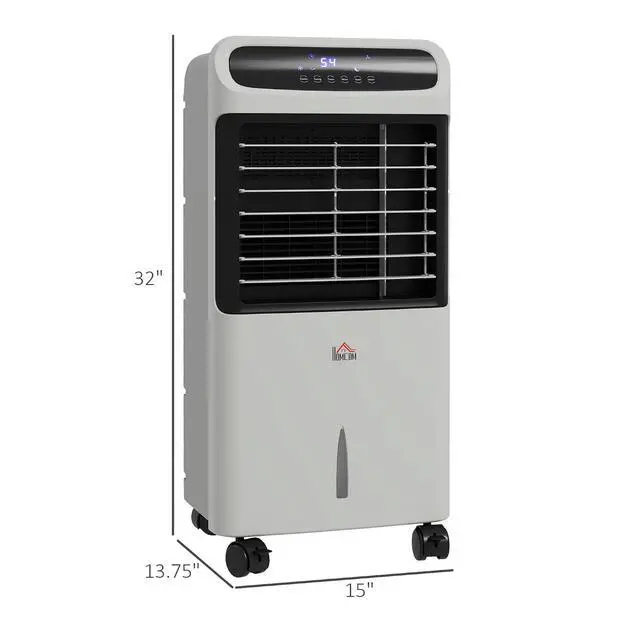 Alt view image 6 of 7 - 32" Evaporative Air Cooler, 3.2 Gal Water Tank Swamp Cooler Gray | 3-in-1 Ice Cooling Fan, Portable, 60° Oscillation, Humidifier, Remote, for Home Office, 3 Modes, 3 Speeds, 12H Timer