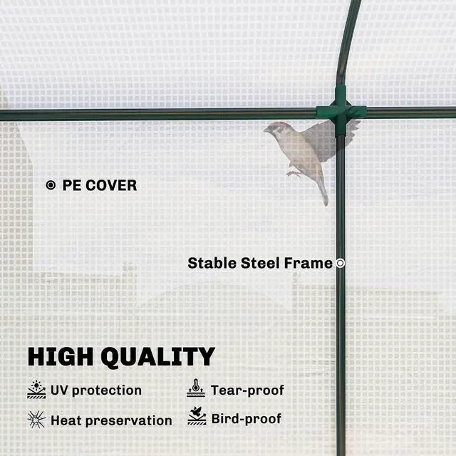 Alt view image 3 of 7 - 7' x 4' x 7' Outdoor Lean to Greenhouse Walk-in Green House White | Plant Nursery, Roll-up Window, PE Cover