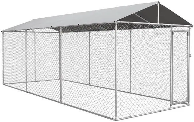 Main image of PawHut Outdoor Dog Kennel for Large Breeds 20' x 7.5' x 6.5' | Heavy Duty Dog Run Outdoor Fence, Waterproof Cover, Galvanized Chain Link, Secure Lock, for Chickens, Ducks