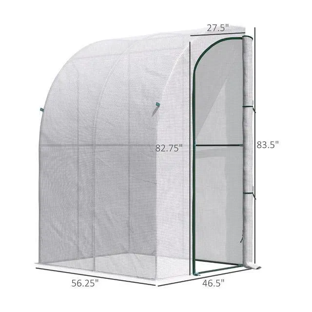 Alt view image 7 of 7 - 5' x 4' x 7' Outdoor Lean to Greenhouse Walk-in Green House White | Plant Nursery, Roll-up Window, PE Cover