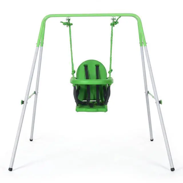Main image of Toddler Swing Set with Metal Stand, 6-36 Months Green | Baby Swing Set, Safety Seat Belt, Backyard Indoor & Outdoor
