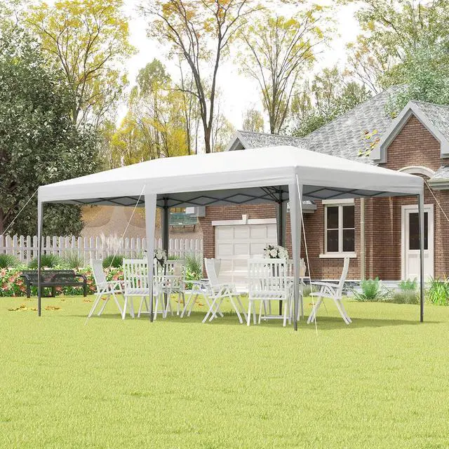 Alt view image 2 of 7 - 10' x 20' Pop Up Canopy Tent, Outdoor Instant Gazebo, White | Upgraded Heavy Duty Tents for Parties, Sun Shade Shelter, Carry Bag, for Catering, Events, Wedding, Backyard BBQ