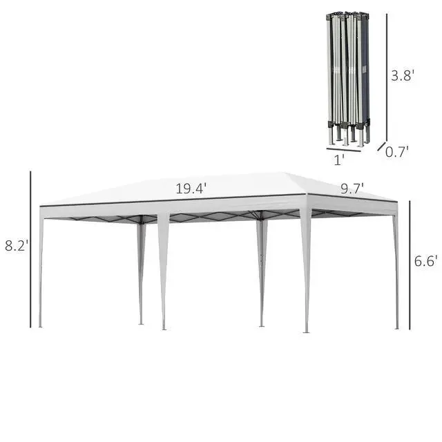 Alt view image 7 of 7 - 10' x 20' Pop Up Canopy Tent, Outdoor Instant Gazebo, White | Upgraded Heavy Duty Tents for Parties, Sun Shade Shelter, Carry Bag, for Catering, Events, Wedding, Backyard BBQ